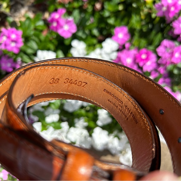 BRIGHTON Men’s Leather Belt size 38 with Brass Hardware LIKE NEW !!’ - Picture 2 of 11